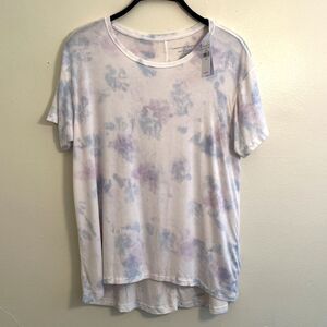 AMERICAN EAGLE Soft & Sexy Round Neck Pastel Tyedye Boho High/Low Tee, White- S